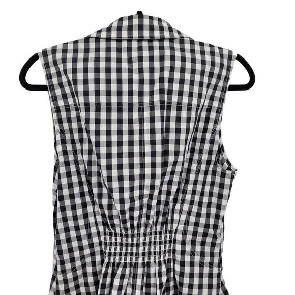 DEREK LAM 10 CROSBY Satina Sleeveless Shirtdress Picnic Plaid Pinup Black Sz 6 - Picture 11 of 12
